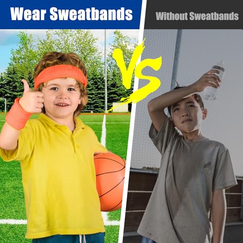 Image of Libima Kids Sweatbands Bulk Boys Headband for Sports Kids Cotton Terry Youth Sweatbands Elastic Sports Headbands Wicking Athletic Bands for Team Activity