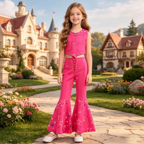 Disfraz de vaquera para niñas color rosa neón miniatura 6