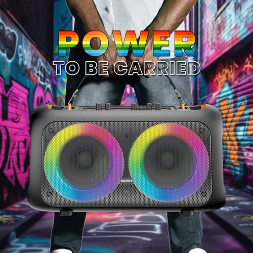 Image of GIZMORE Trolley Speaker T3000 Drumm 60 W Bluetooth Portable Party Speaker Up to 4 hrs Playtime with Digital LED Display, RGB Lights, Multi Connectivity USB, FM, AUX, SD Card and Wireless MIC