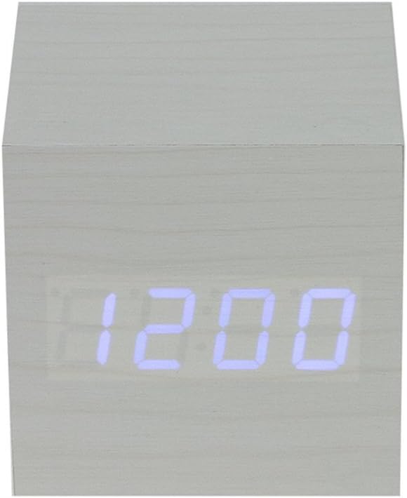 MuchBuy Cube USB Wood Wooden LED Alarm Digital Desk Clock