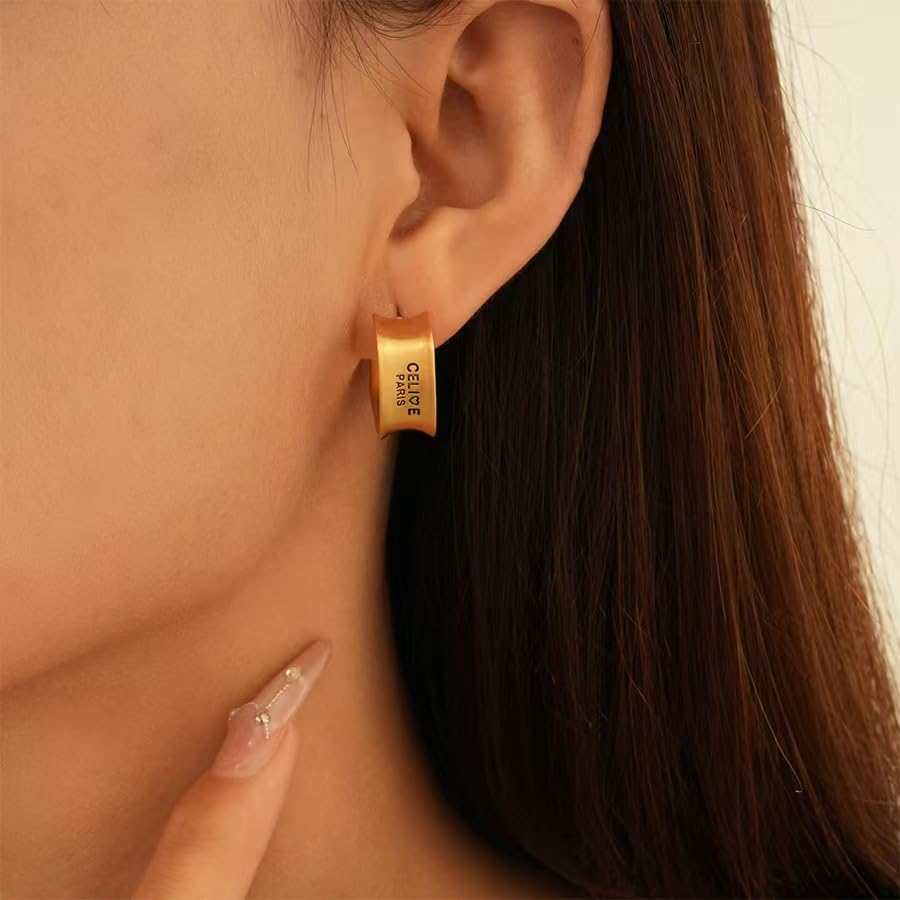 CZ Women's Initials Luxury Designer 14K Gold Plated Hypoallergenic Brushed Craft French Fashion Earrings for Birthday, Thanksgiving, Halloween, Christmas3