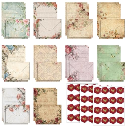 TaoBary 160 Pcs Stationery Paper Set 50 Double Sided Stationery Papers with 50 Matching Envelopes...