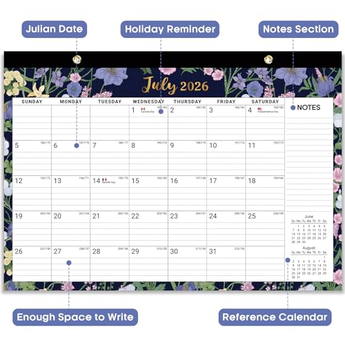 Image of 3 Pack of Desk Calendar 2026-2027, 18-Month Calendar Runs from July 2026 to December 2027, Large 17 inch x 12 inch Monthly Desktop & Wall Calendar for Home & Office - Midnight Garden