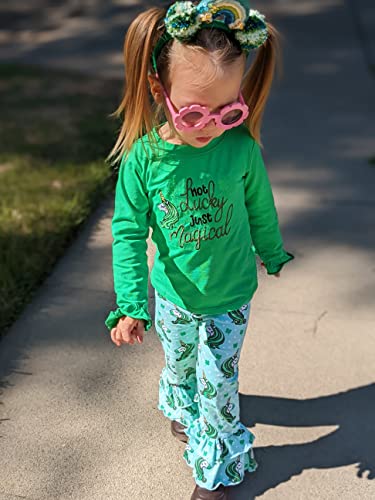 Image of Unique Baby 2 Piece Girls Double Ruffle Leggings and Long Sleeve Shirt Clothes Set Kid and Toddler Girl Outfit