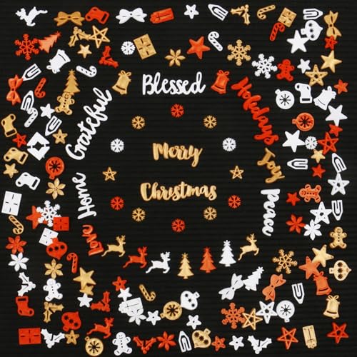 Christmas Letters for Letter Board Letters Only, 1 Inch Plastic Letters for Felt Letter Board Sign (188 Characters), Red Pre-cut Letterboard Letters for Changeable Message Board Replacement Accessories