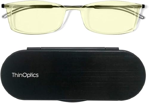 ThinOptics Frontpage - Gafas de lectura para ordenador con bloqueo de luz azul y estuche de aluminio Milano