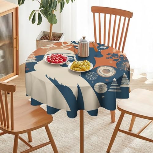 Nappe ronde lavable imprimé Père Noël antitache pour décoration de table