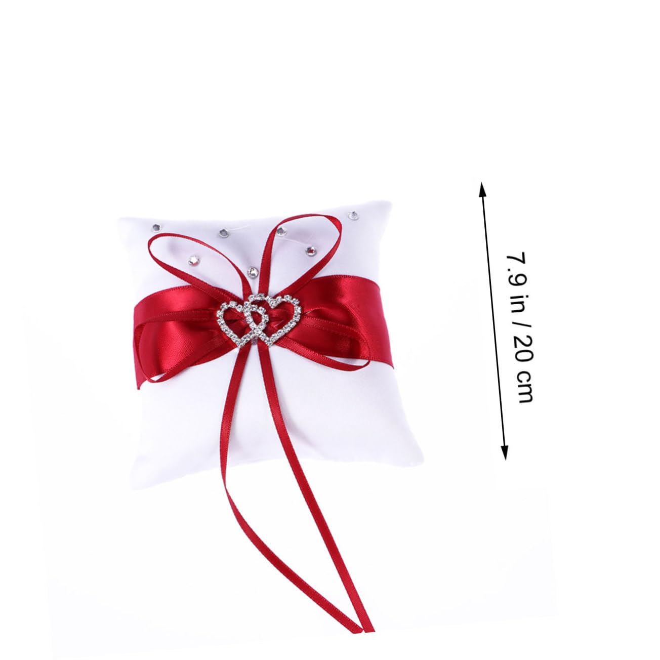 Unomor 1pc Heart-Shaped Wedding Pillow Bowknot for Bride Romantic Engagement Decoration Red Soft Lace Bearer Cushion for Wedding Ceremony