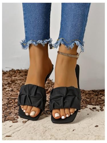Image of GORGLITTER Women's Summer Cute Flat Sandals Dress Slide Sandals Square Toe Wedding Shoes Vacation Trendy Sandals 2026