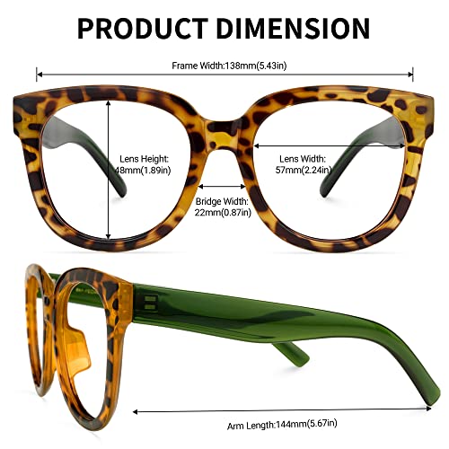 Image of Zeelool Unisex Retro Oversized Square Blue Light Blocking Glasses Harrell ZOP049594-07 Tortoise