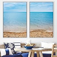 2 Piece Framed Canvas Wall Art Coastal Beach Canvas Prints Home Artwork Decoration for Living Room,Bedroom - 16