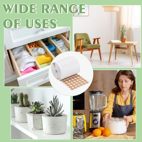 Image of BENECREAT 1400pcs 0.7x0.06 Inch Adhesive Cork Circles, Flat Round Self-Adhesive Cork Round Dots Mat for Cabinets, Table Top Items, Scratching, Furniture, Electronics