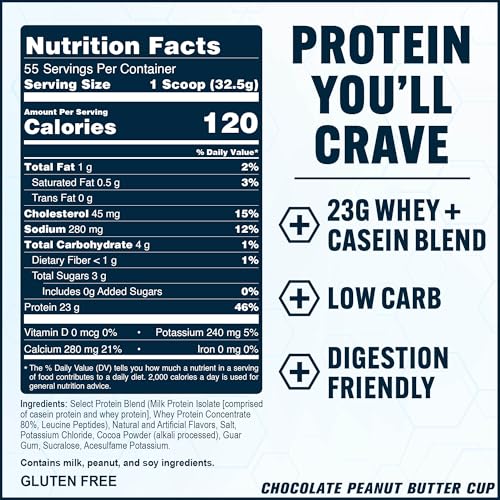 Image of PEScience Select Protein Powder, Whey and Casein Blend, Lean Protein Powder for Women and Men, Low Calorie, Low Carb, Keto Friendly, Gluten Free, Chocolate Peanut Butter Cup - 55 Servings