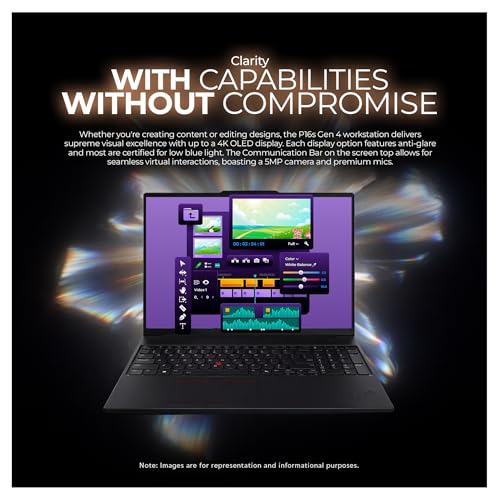 Image of Lenovo ThinkPad P16s Gen 4 Mobile Workstation, Intel Ultra 7-255H, 96 GB DDR5 RAM, 4 TB PCIe SSD, 16 inch WQUXGA (3840x2400) Touchscreen, Intel R Graphics, Backlit Keyboard, W11 Pro, Black+Traix Mousepad