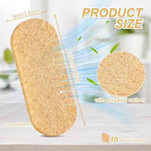 Image of Tuanse 10 Pack Ceiling Fan Filters for Blades, Activated Coconut Activated Zeolite Ceiling Fan Air Filter, Stick Air Filter Purifiers for Common Household Contaminants (Beige)