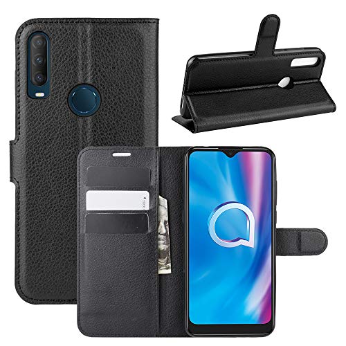 HualuBro Coque Alcatel 1S 2020, Alcatel 1V 2020 Coque, Alcatel 3L 2020 Coque, Etui de Protection en PU Cuir Flip Cover Case Antichoc Portefeuille Housse pour Alcatel 1S 2020 Coque (Noir)