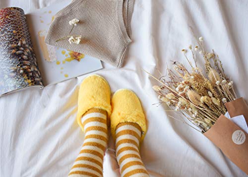 slide on Aromatherapy women's slippers featuring heatable lavender-filled aromatherapy insoles. Spa-style slide-on slippers with a fuzzy faux fur exterior.2