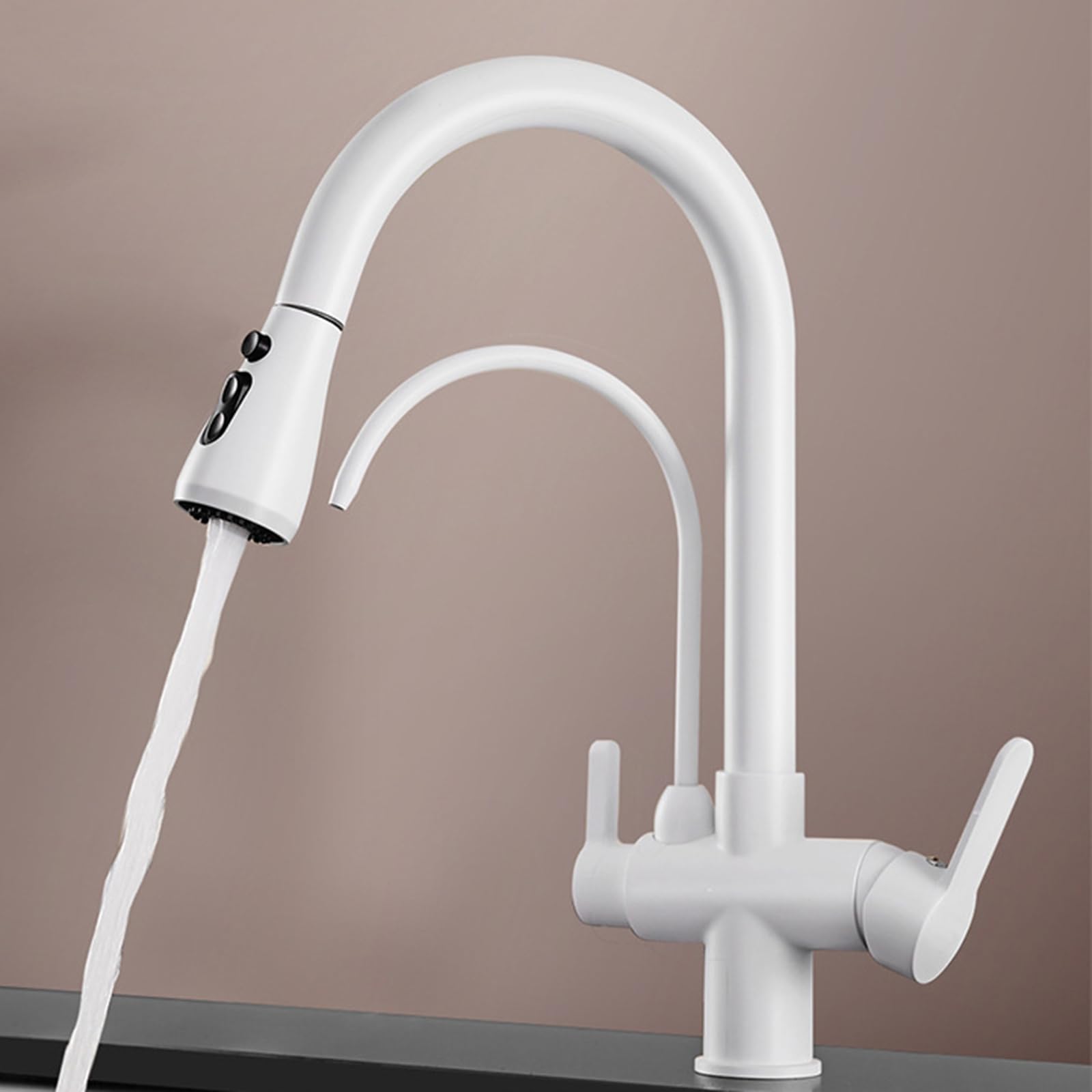 Csxsxauo Bianco Vintage Kitchen Faucet With Pull-Down Sprayer And Swan Neck Design, Durable For Sink Upgrades
