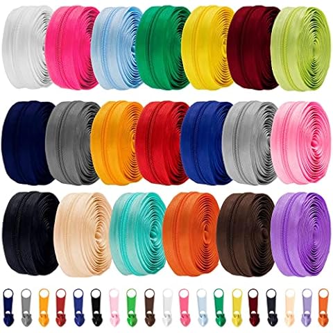 Assorted Nylon Coil Zippers with Sliders for DIY Sewing Crafts, 20 Color Cover