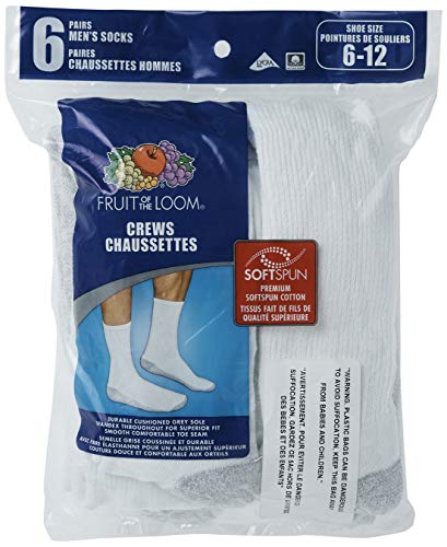 Fruit Of The Loom Men's 6 Pack Cushioned Crew Socks4