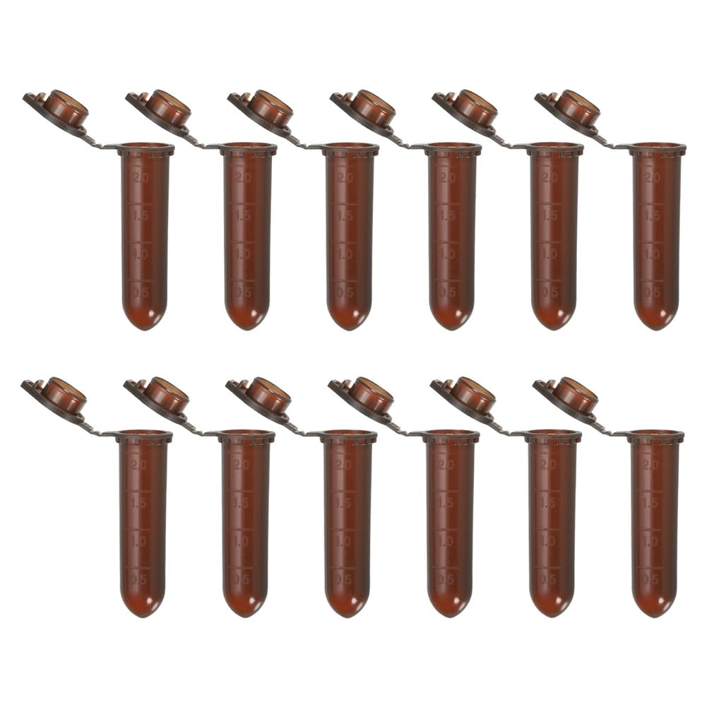 CTRLZS 2ML Centrifuge Tubes, 1000 Pcs Round Bottom Centrifuge Tube with Snap Cap and Graduated Marks for Sample Brown