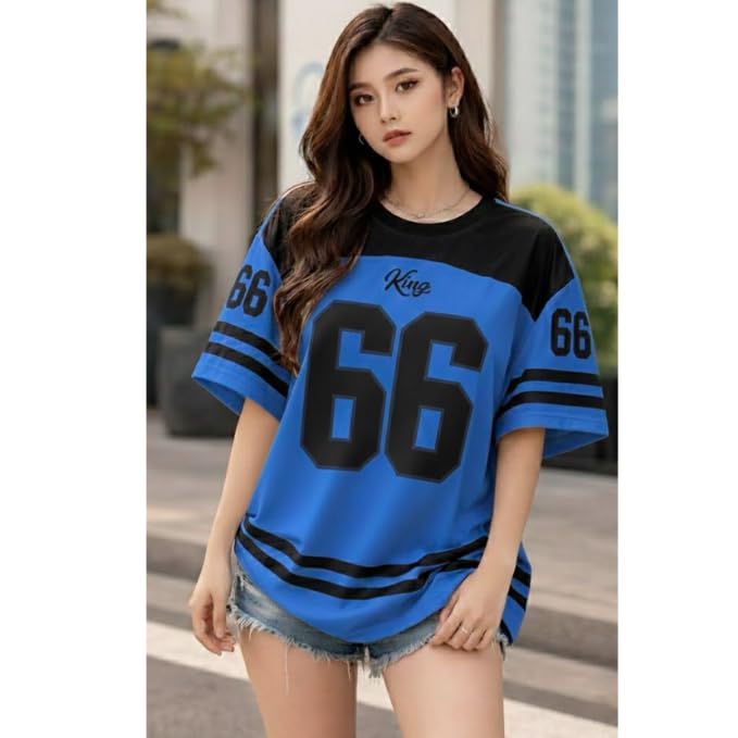 Image of BLACKSTEP Women Oversized Cotton Jersey Tshirt | Loose Fit Streetwear Casual Top | Drop Shoulder Longline T Shirt for Girls College Wear Travel Gym Daily Outfit