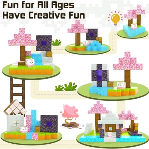 Image of 54pcs Magnetic Building Blocks for Kids - STEM Construction Toy Set for Boys & Girls Ages 3+ Mine-Themed Sensory Magnetic Cubes - Educational Gifts for Kids