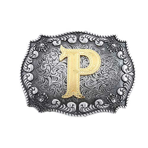 Image of HUABOLA CALYN Belt Buckle Men, Western Cowboy Rodeo Small Alphabet Letter ABCDMRJ to Z Initial Belt Buckles for Women