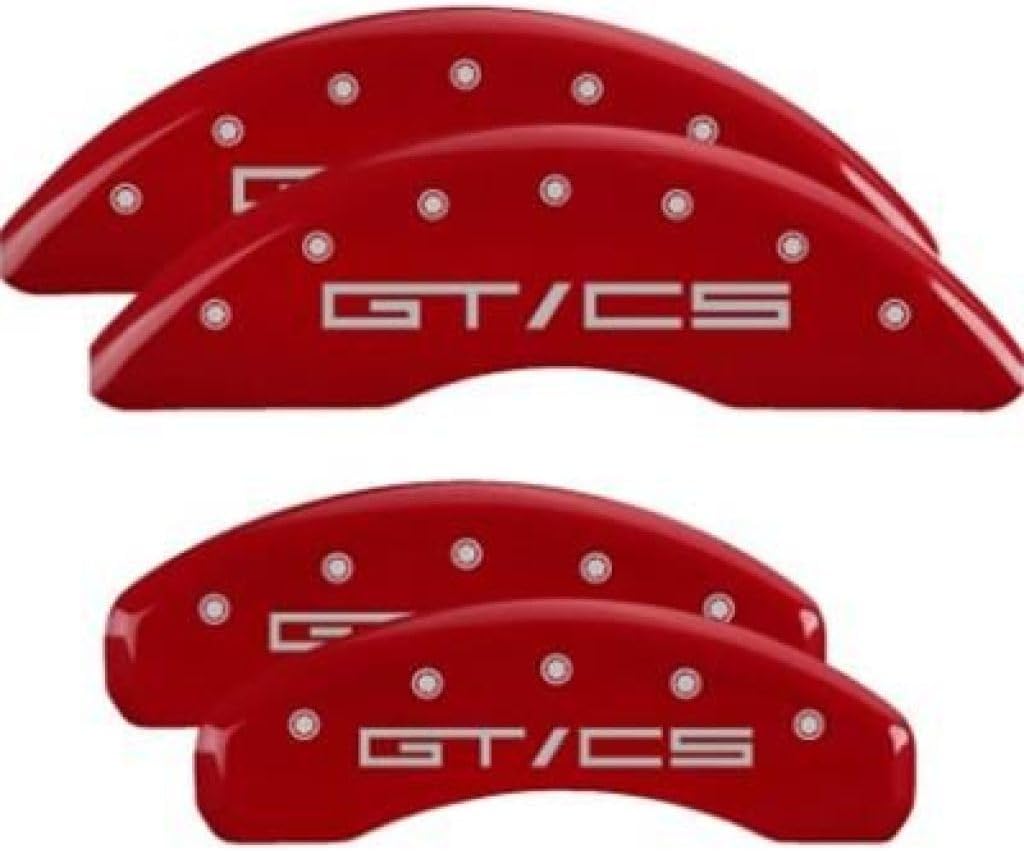 MGP Caliper Covers - Brake Caliper Covers 2015-2023 Ford Mustang (10200s) Front and Rear Set - Mustang / 5.0 Logo - Red