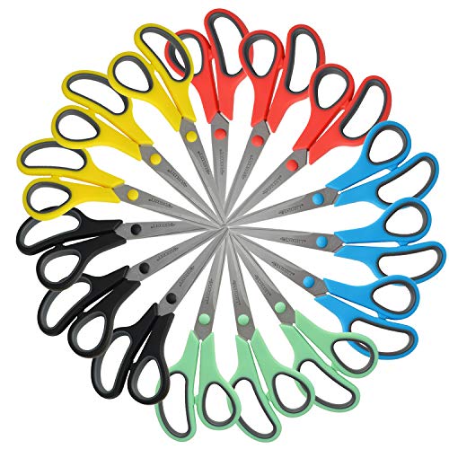 Westcott 8" Straight Stainless Steel Soft Handle Scissors, Assorted Colors, Pack of 15 Westcott 8" Straight Stainless Steel Soft Handle Scissors, Assorted Colors, Pack of 15