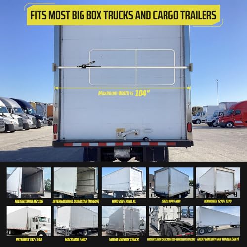 Image of DC Cargo 89-104 Inch Long Steel Cargo Lock Bar Freight Load Tie-Down with Welded Hoop Sets for Enclosed Trailers, Vans, Reefers