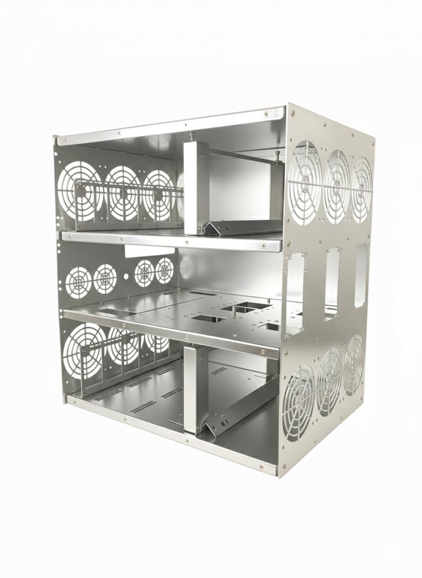 K-CASE 2 RAW - Rack 19 pollici CASE per crypto, AI, laboratorio di casa. Dimensioni 14,5U, eATX 3 x PSU, 8/12 x GPU, 16 ventilatori