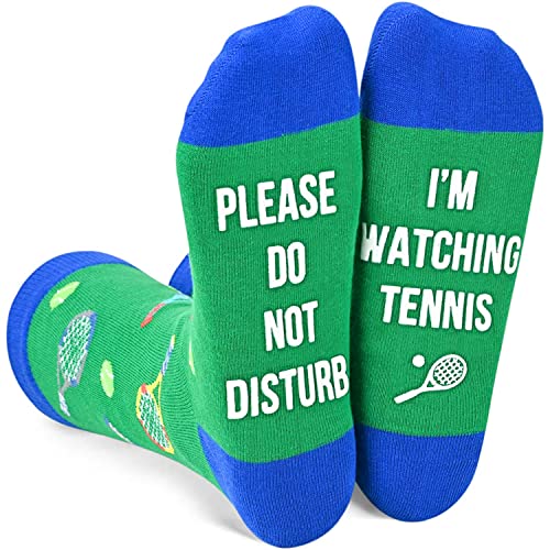 SOCKFUN Unisex Tennis Socks With Funny Saying Please Do Not Disturb I'm Watching Tennis,Funny Tennis Lover Tennis Player Coach Gifts
