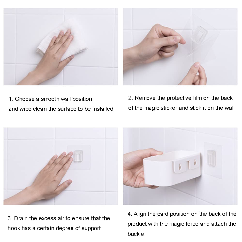 SagaSave Mensola da comodino a parete, mensola sospesa per comodino, in plastica bianca, montaggio a parete, non perforante, mensole adesive per camera da letto, bagno, cucina, ufficio