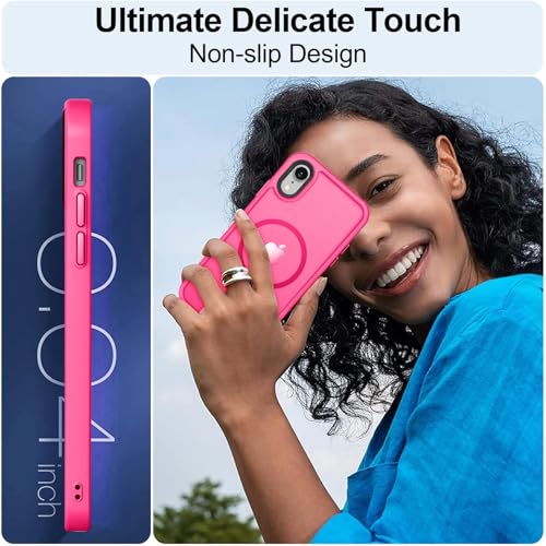 Image of MOCCA Magnetic Shockproof for iPhone XR Case,Hot Pink | 10ft Drop Tested | Compatible with MagSafe | Anti-Slip Matte Finish | Raised Camera & Screen Lip | Ultra-Slim Design