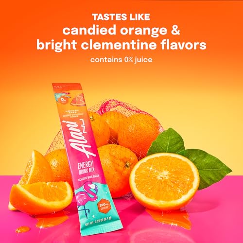 Image of Alani Nu ORANGE KISS Energy Sticks, Energy Drink Powder, 200mg Caffeine, Pre Workout Performance with Antioxidants, On-The-Go Drink Mix, Biotin, B Vitamins, Zero Sugar, 5-10 Calories, 10 Pack