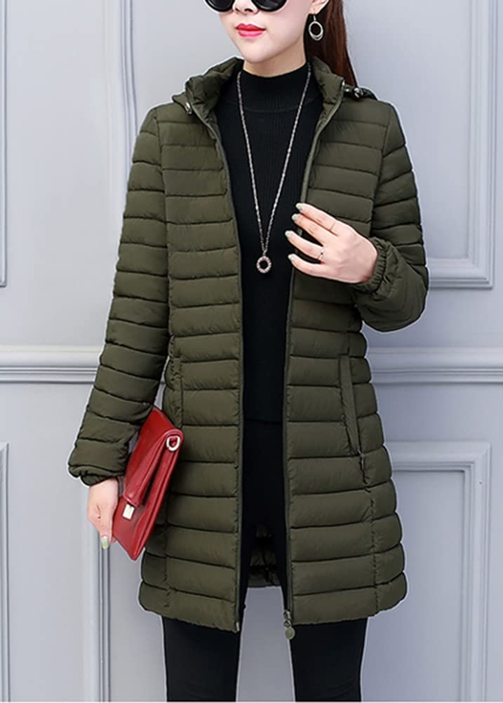 ORANDESIGNE Piumino Trapuntato Leggero da Donna Giacca Caldo Giubbotto Invernale Slim Fit Cappotto con Cappuccio Giubbino Aderente di Media Lunghezza