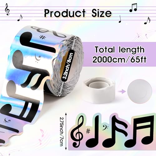 Image of BeYumi Music Notes Border Trim - 65ft Back to School Musical Notes Holographic Straight Rolled Border Trim Iridescent Music Themed Bulletin Board Set Classroom Office Chalkboard Door Party Decoration