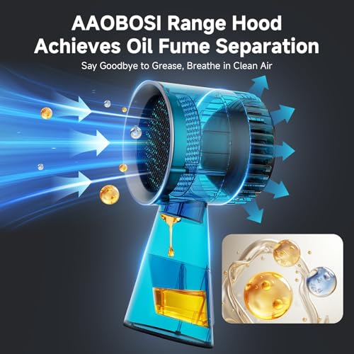 Image of AAOBOSI Portable Range Hood Kitchen,10 Layer Filter Compact Desktop Exhaust Fan, Powerful 3-Speed Smoke Removal, Low Noise Countertop Range Hood, Oil Cup, for Apartments, Dorm, RV, Indoor BBQ, Black