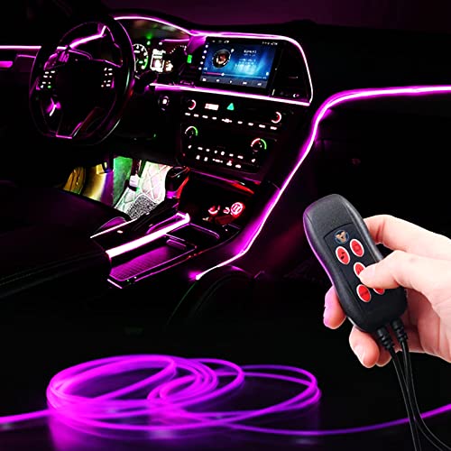 Goodream Interior Car Strip Lights, USB Music Sync Multicolor Multiple Modes LED Fiber Optic Light Ambient Neon Wire Lighting Kits for Sedan Truck SUV Accessories Center Console Dashboard