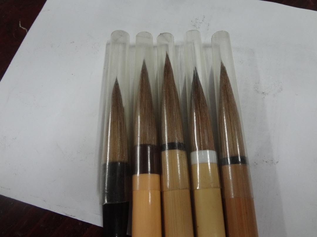 Amazon.co.jp: 毛筆 3号筆 5本セット 書道習字筆 日本画筆 絵てがみ  