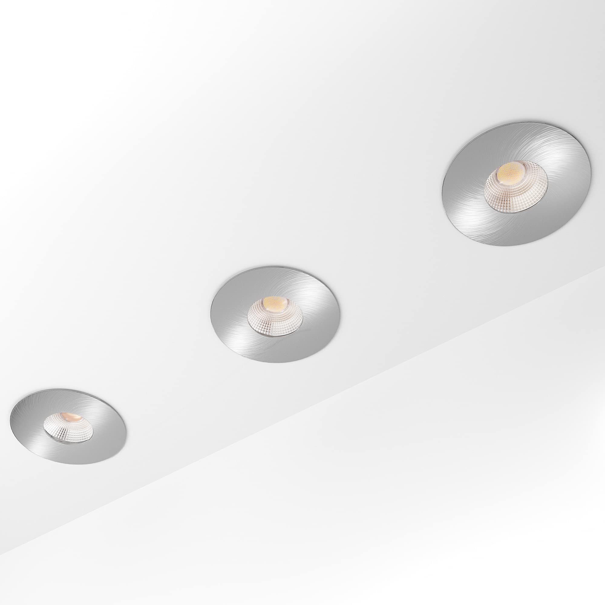 SSC-LUXon YOKU aluminio cepillo – Juego de 10 focos empotrables orientables IP65 para GU10 y módulo LED – baño ducha 230 V sin bombilla