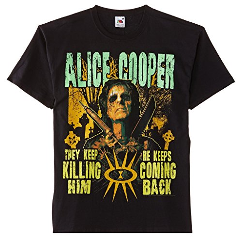 Alice Cooper Graveyard Rock Heavy Metal Officiel T-Shirt Hommes Unisexe - Les Beatles, Paul McCartney, John Lennon, RIngo Starr, George Harrison Alice Cooper Graveyard Rock Heavy Metal Officiel T-Shirt Hommes Unisexe