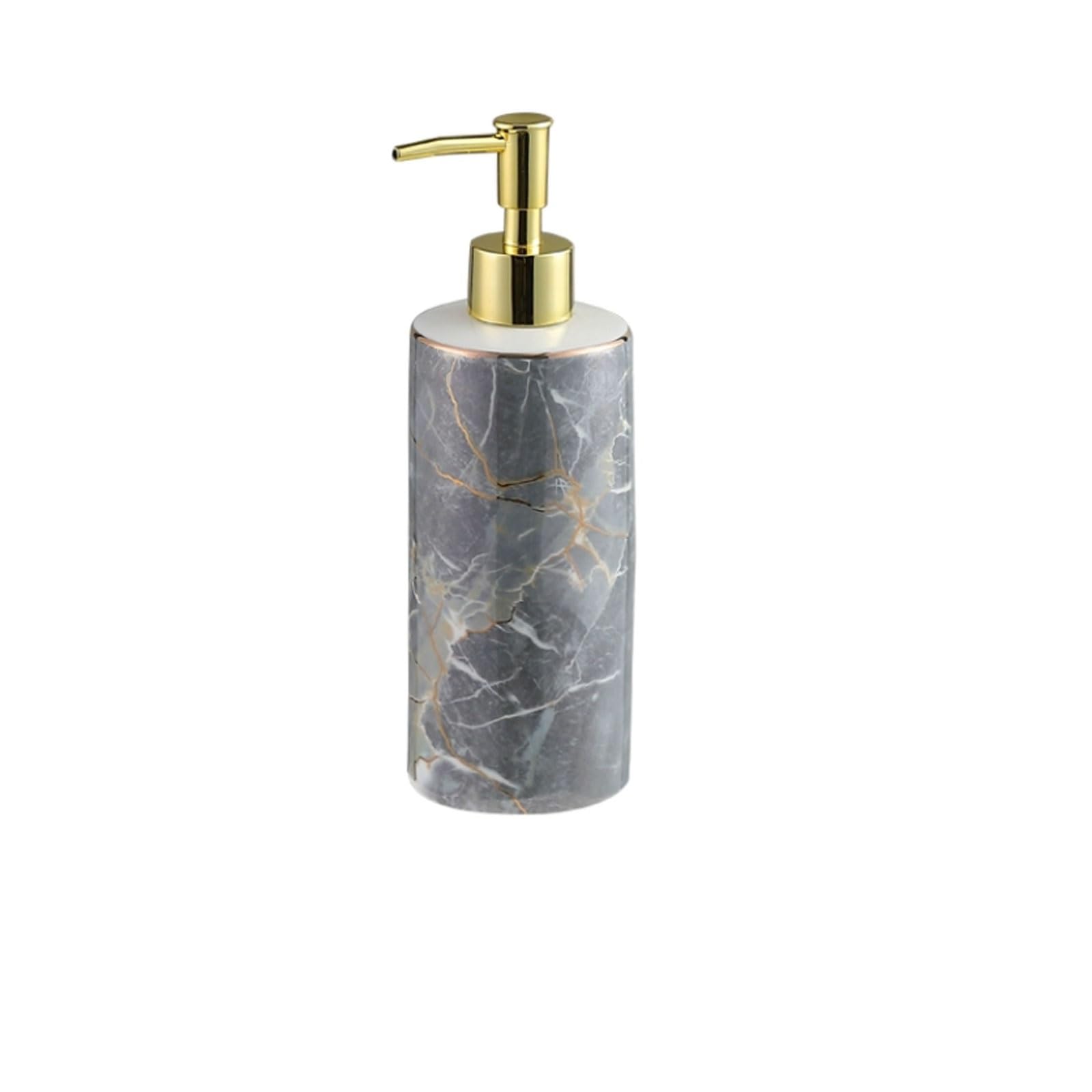 Yuihatf Style C 13.5Oz Ceramic Soap Dispenser Hand-Painted Gold Accent, Smooth Glaze, Countertop For Bathroom Hotel(Style C)