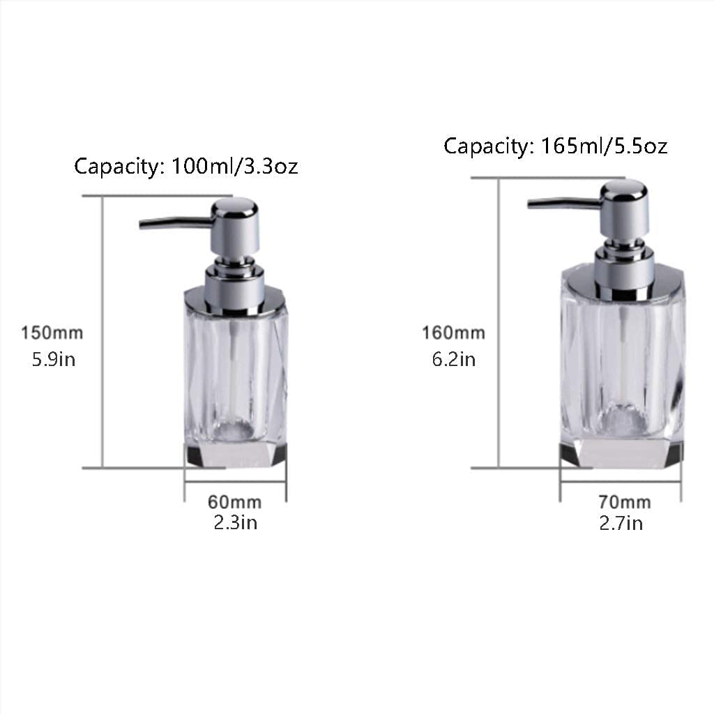 Dispenser di sapone Dispenser per doccia artificialmente,Bottiglia di detersivo per bagno,Dispenser di sapone manuale,Bottiglia di detersivo Ornamenti da scrivania in vetro di cristallo