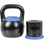 Gorilla Sports Adjustable Kettlebell Weights 8kg – 16 kg or 16 kg to 24kg For Functional Fitness, 24 KG