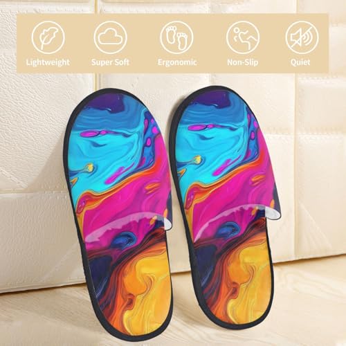 Colorful Abstract Swirls Pattern Women's Fuzzy Slippers Comfy Non Slip for Women Mom Girlfriend Indoor Outdoor3