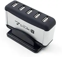 Hub USB de 7 portas, expansor multiportas com fonte de alimentação de 100 a 240 V, transferência e carregamento de dados de alta velocidade, desempenho estável para laptop, desktop, notebook, tablet