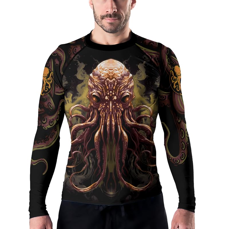 Octopus Long Sleeve Rash Guard Shirt for Men Compression Base Layer Jiu Jitsu MMA No-Gi BJJ Grappling 4-Way Stretch4