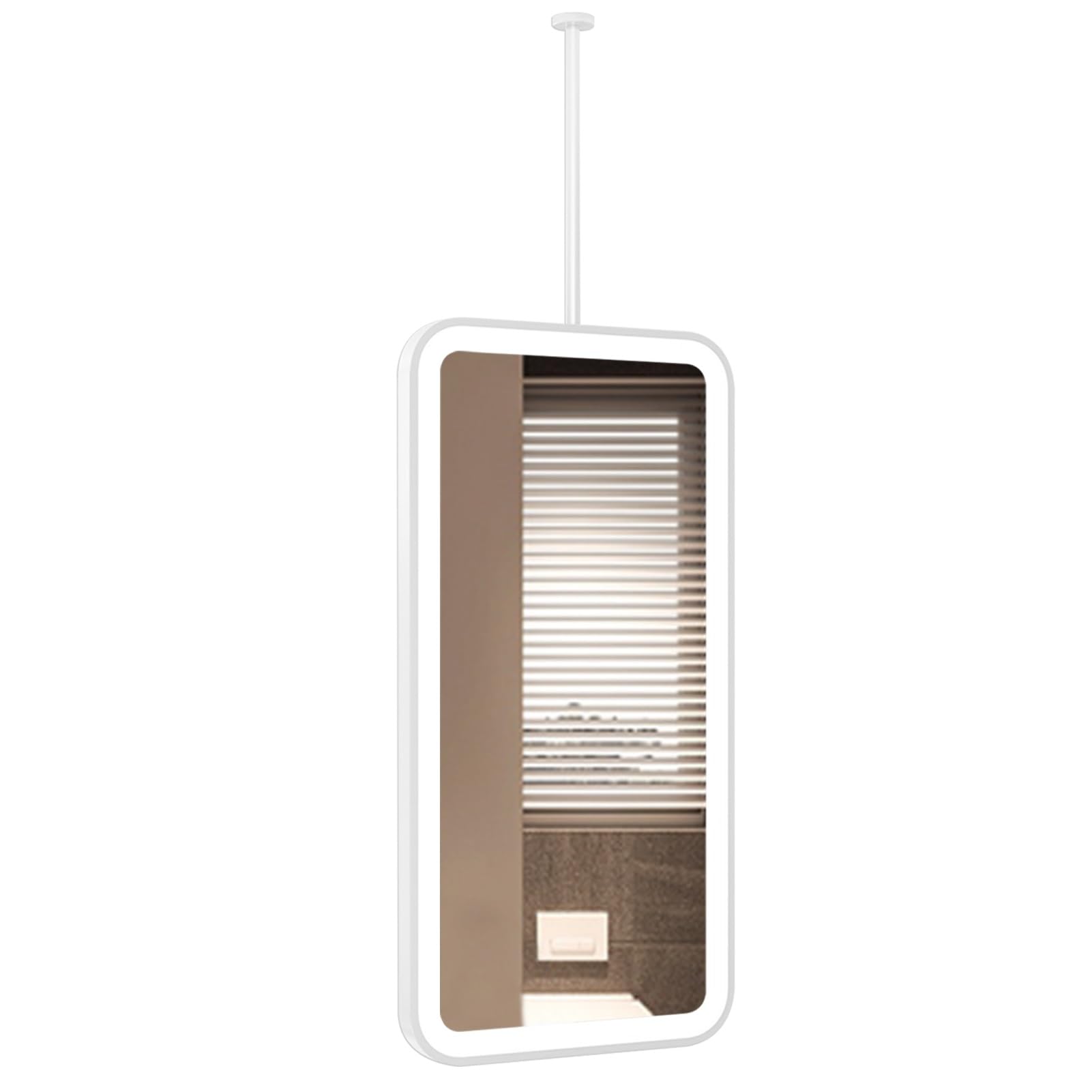 ITOSUI LED Hanging Mirror with Light, Modern Vanity Mirror Bathroom Wall Mirrors with Ceiling Boom, 3 Colours Dimmable, Shatterproof Glass Vanity Mirrors for Over Sink(50cmx70cm)